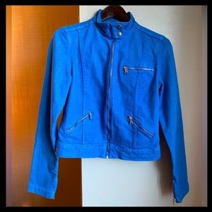 Electric Blue Denim Crop Jacket